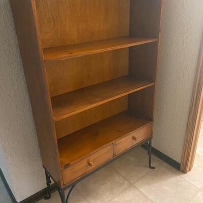 3 Shelf 2 Draw Cabinet w/Metal Legs - 60" Tall x 36" Wide x 12" Deep - $120