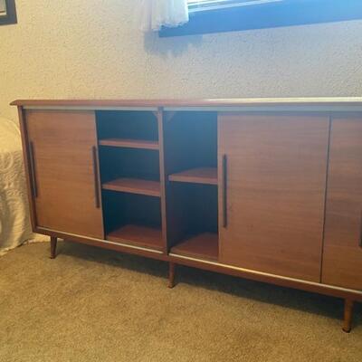 Mid Century Sliding Door Credenza - 60" Long x 12.5" Deep x 30.5" High - $340