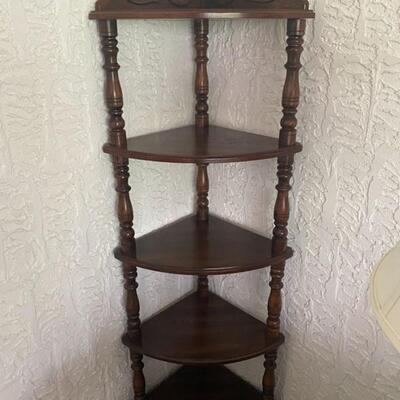Wooden 5-Tier Corner Shelf - 15" x 15" x 61" Tall - $50