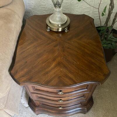 Drexel 3-Drawer Side Table - 26.5" Long x 22.5" Wide x 22" Tall - $60