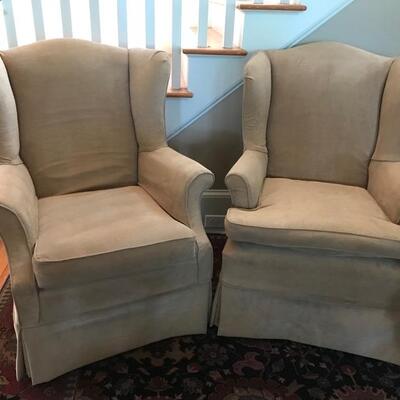 Slip covered wing back chairs $69 each
32 1/2 X 26 1/2 X 39