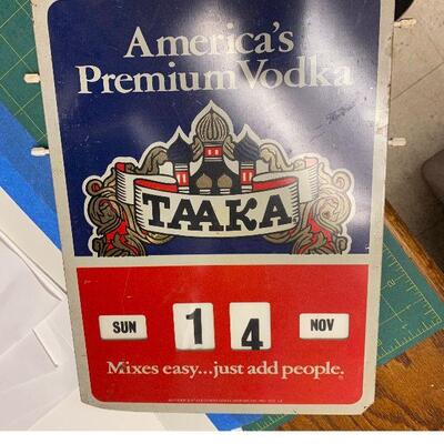https://www.ebay.com/itm/114794765938	TM9406 TAAKA Vodka Metal Sign Calendar		Auction
