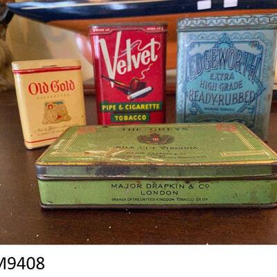 https://www.ebay.com/itm/124711338906	TM9408 Velvet, Old Gold The Grey's, and Edeworth Tobacco Tins
