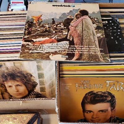 Vintage record album collection.