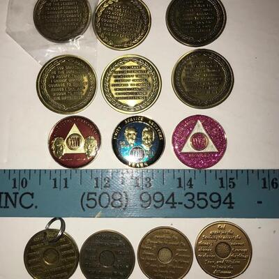 Sobriety  tokens brass & enameled 