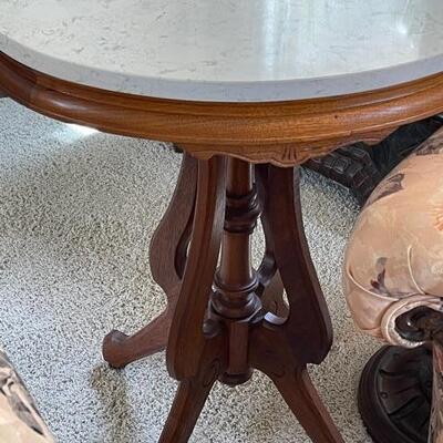 Antique marble top round round table