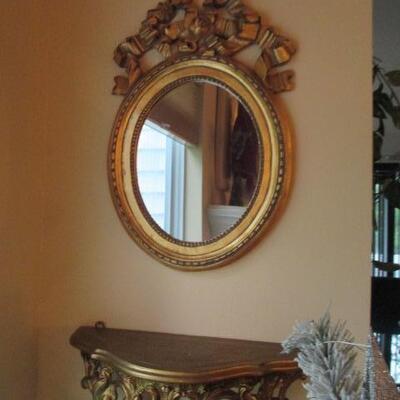 Accent God Gilt Wall Mirror With Matching Shelf 