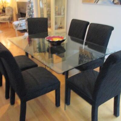 Mid-Century Modern Glass Dining Room Table