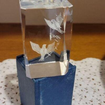 Glass bird paperweight