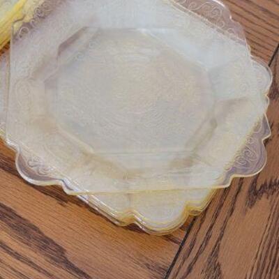 Vintage yellow glass dinner plates 