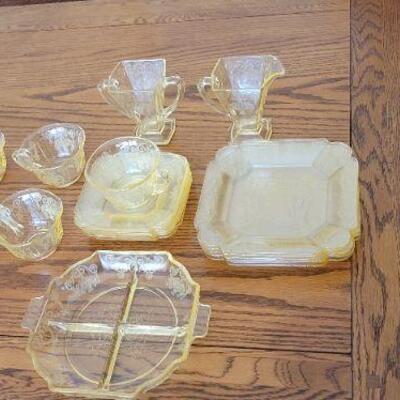 Vintage yellow glass dinner set