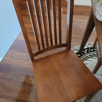 Wood dining chair detail