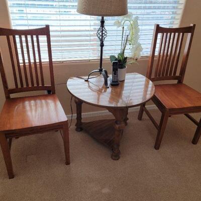 Wood center table and chairs