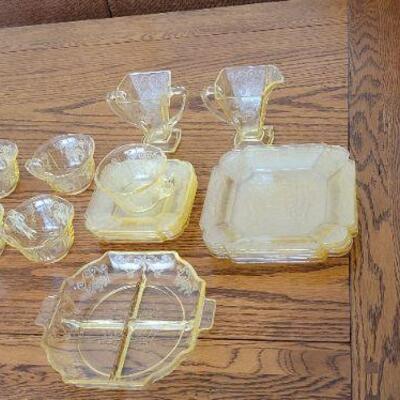 Vintage yellow glass dinner set