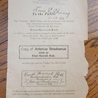 Antonius Stradivarius copy certificate