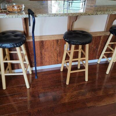 Leather , wood Stools