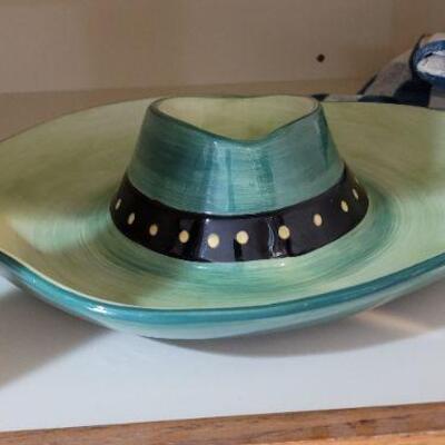 Hat shaped chip and dip bowl