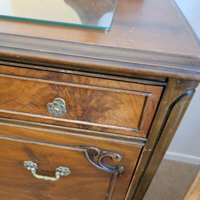 Wood dresser knob and handle detail