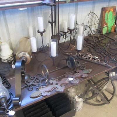 Big selection of decorative cast-iron as well as chandeliers. 