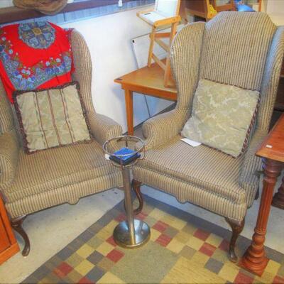 Vintage & well-made wingback chairs. They don't make them like this anymore with solid dense woods. Built to last. 