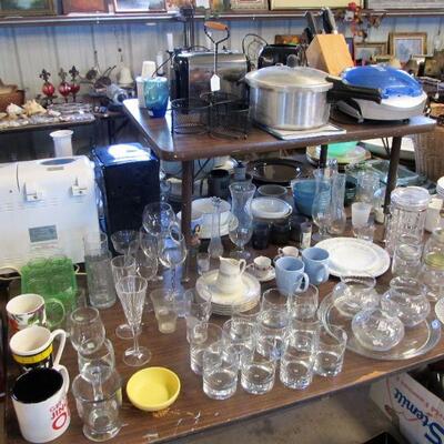 Nice selection of glassware & dishware.