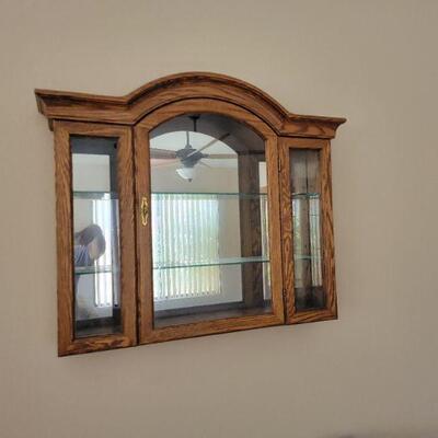 wood glass and mirror display cabinet