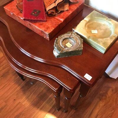 Stackable End Table, Vintage Marble Ashtrays