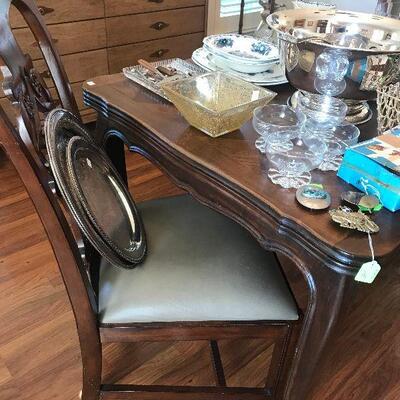 Antique Walnut Dining Table with extension leaves, Decoratives