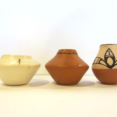Three Mini Pueblo Pots Tenorio, Dufresne, Unsigned
