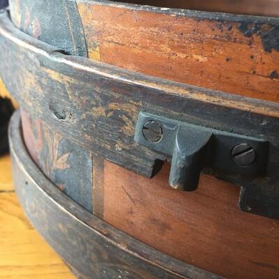 Part of military army drum from a collection of 1870s artifacts belonging to a member of the Dwight Guards, a militia company formed in...