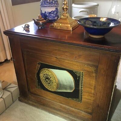 Antique J&P Coats Sewing Spool Cabinet 