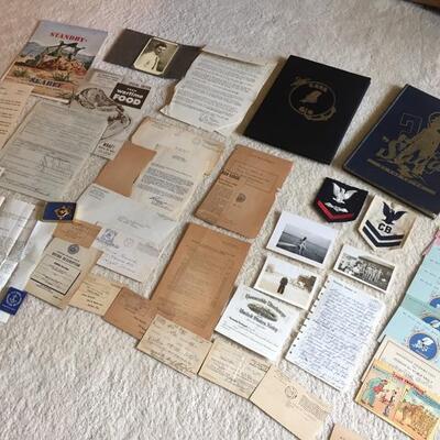 Collection of WWII papers, letters, and photos, from a Navy Seabee. 