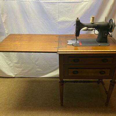 Sears Roebuck Co. Franklin Rotary Sewing Machine & Table - 18"D x 25"W x 31"H (Closed) 18"D x 48"W x...