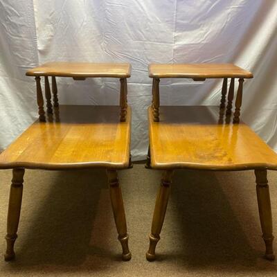 Pair Vintage 1964 2-Tier End Tables - 28"D x 24"H x 18"W - $60 & $40 (needs some TLC) or $80 Both