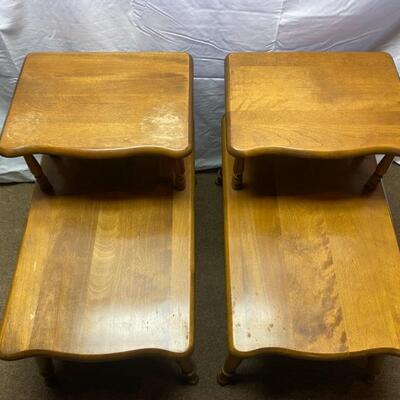 Pair Vintage 1964 2-Tier End Tables - 28"D x 24"H x 18"W - $60 & $40 (needs some TLC) or $80 Both