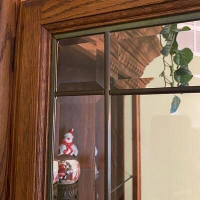 Richardson Brothers Furniture Co. 2PC Lighted Corner Curio Cabinet W/Leaded Beveled Glass - 80"H x 28"D x 28"W - $140