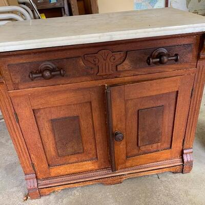 Marble topped, Eastlake style cabinet