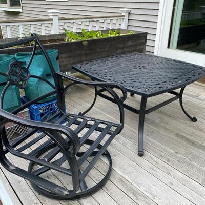 Swivel Patio Set of chairs
Has square table & nice cushions for the chairs