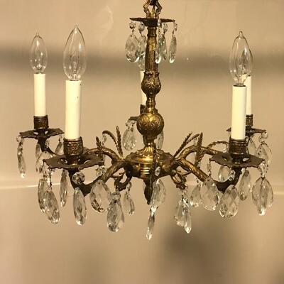 Gorgeous working brass crystal petit chandelier