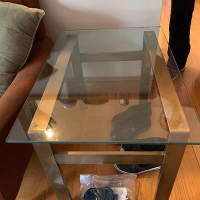 MCM  Brass and glass side table