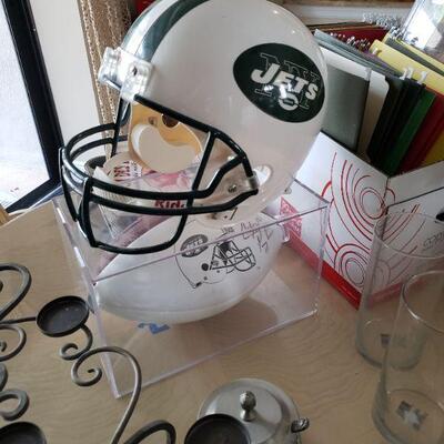 N Y Jets helmet and collectible football