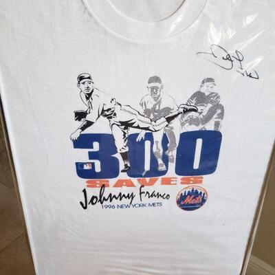 This is an autographed shirt when John Franco of the Mets, recorded his 300th save
