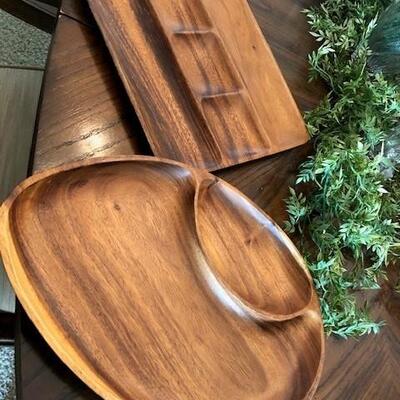 Vintage monkey pod wood trays, purchased on Guam in the early '70s. Excellent condition. 