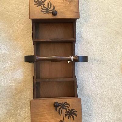 Asian Motif Wooden Sewing Box ~ Open View 