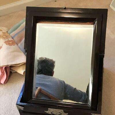Asian Woman's Makeup Box & Mirror also doubles as a Little Girls Treasure Box
