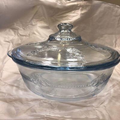 9" Fire King "Philbe Blue" Covered Casserole Dish