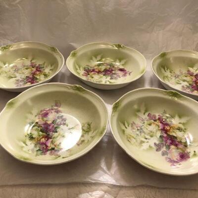 5 Hand Painted German Porcelain Berry Bowls