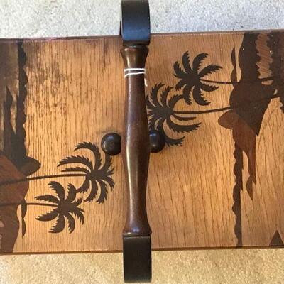 Asian Motif Wooden Sewing Box ~ Closed View 