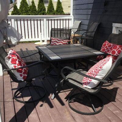 Patio Table and 4 Chairs, Outdoor Throw Pillows