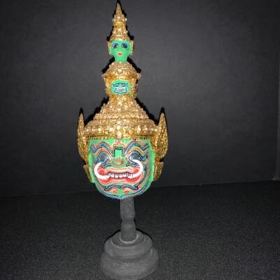 Mini  Handmade Thai Khon Mask on Stand